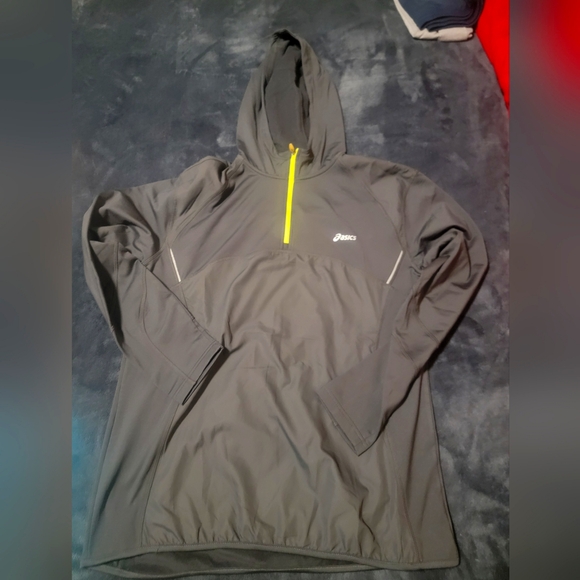 Asics Hoodie Mens Windbreaker Pullover 1/4 Zip Athleisure Stretch